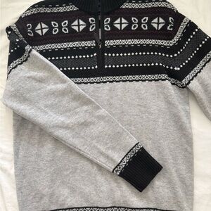 Cashmere Daniel Cremieux Black and Gray Zip-Up Sweater